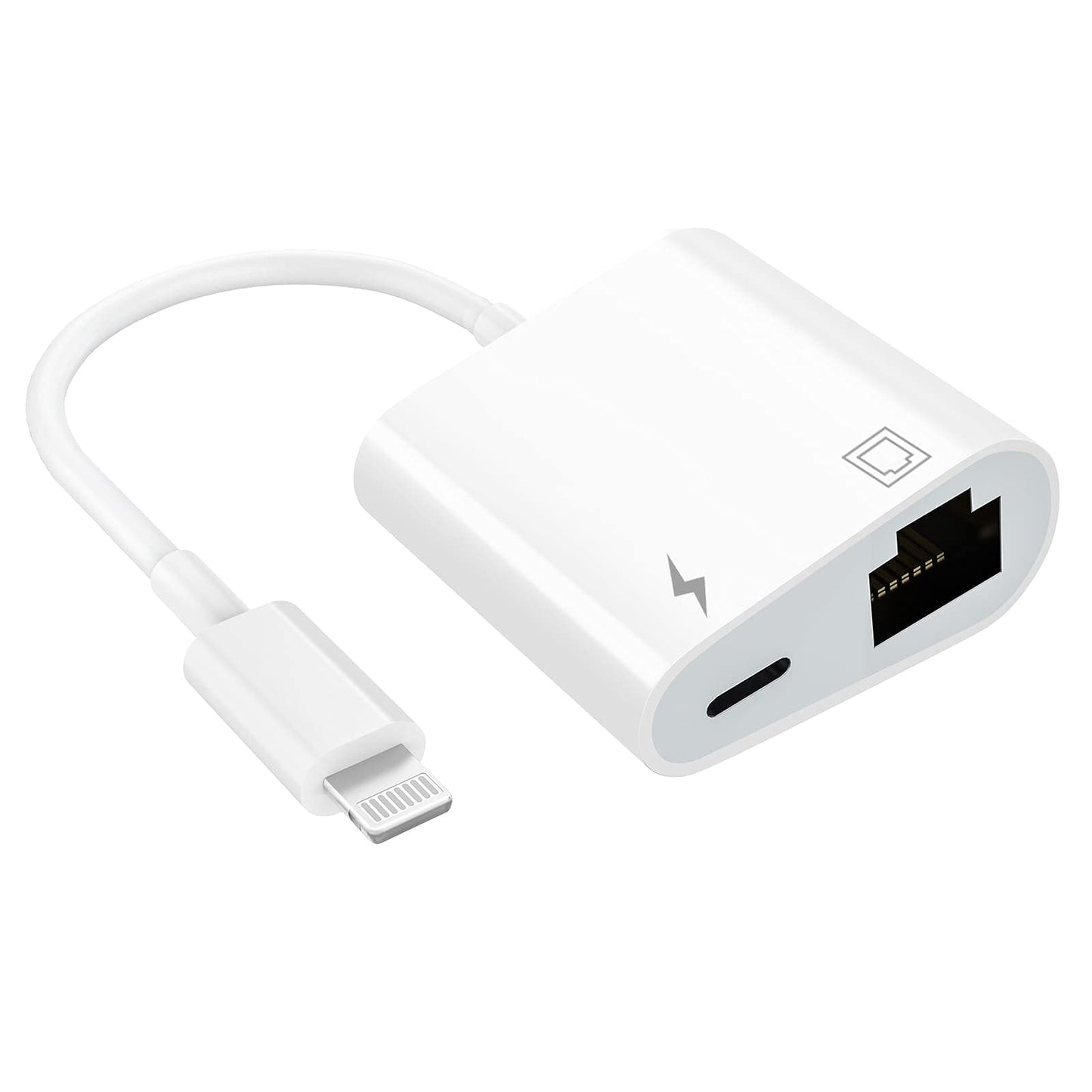 Apple MFi Certified Lightning to Ethernet Adapter - 2 in 1 RJ45 Ethernet LAN Network Adapter with Charge Port for iPhone/iPad/iPod, Plug and Play, Supports 100Mbps Network -Like New