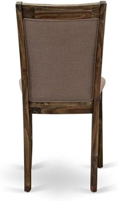 East West Furniture X777MZ748-9 9 Piece Dining Room Furniture Set Includes a Rectangle Dining Table with X-Legs and 8 Coffee Linen Fabric Upholstered Chairs, 40x72 Inch, Multi-Color
