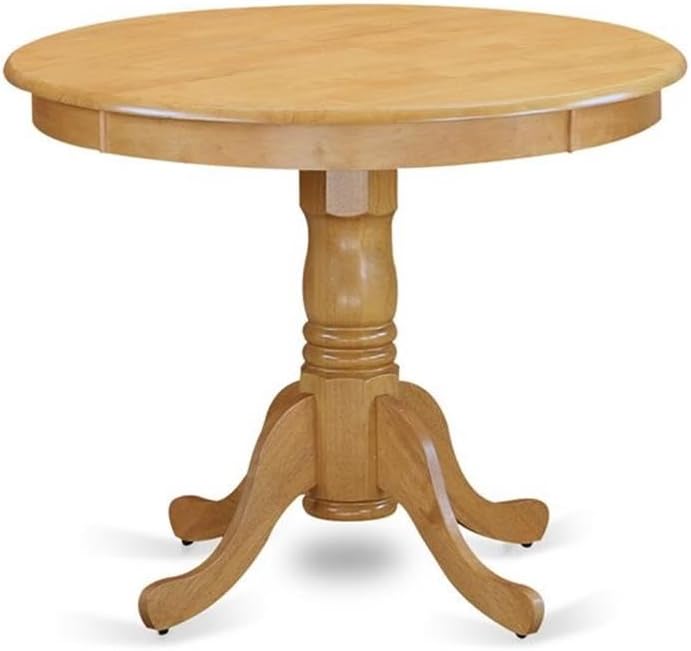 East West Furniture ANVA3-OAK-W 3 Piece Dining Table Set for Small Spaces Contains a Round Kitchen Table with Pedestal and 2 Dining Room Chairs, 36x36 Inch, Oak