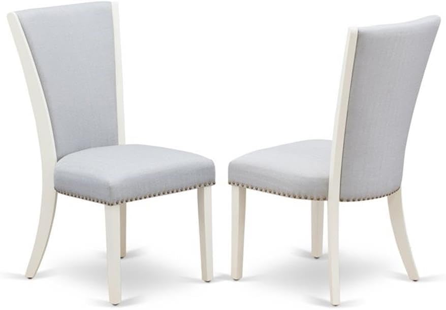East West Furniture X027VE005-5 5 Piece Dining Room Table Set Includes a Rectangle Kitchen Table with X-Legs and 4 Grey Linen Fabric Parsons Dining Chairs, 40x72 Inch, Multi-Color
