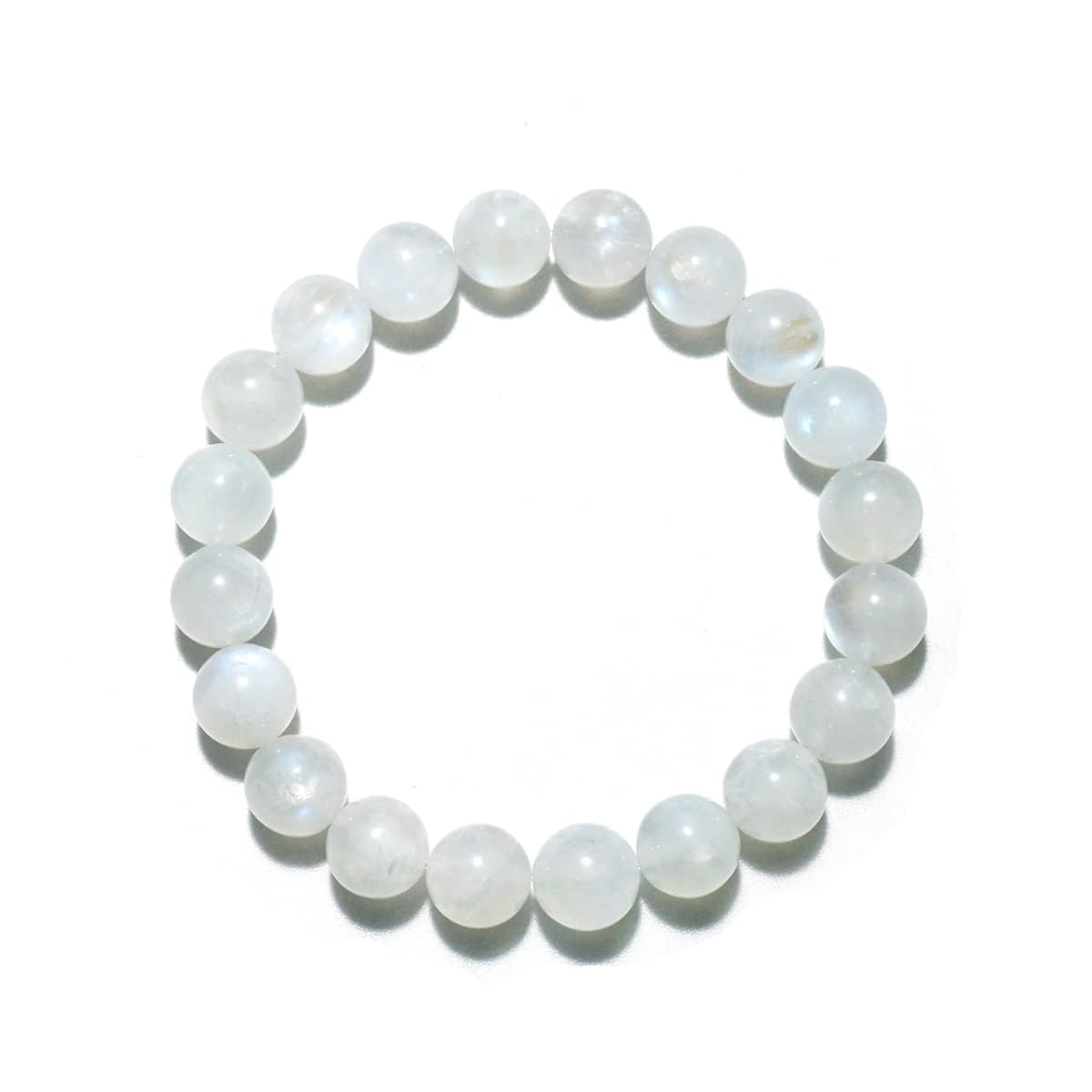10MM Moonstone Bracelet for Men Women | Fits for 7.5-8" Wrist | Natural Crown Chakra Crystal Gemstones for Relationship & Love | Come with Gift Box & Velvet Pouch