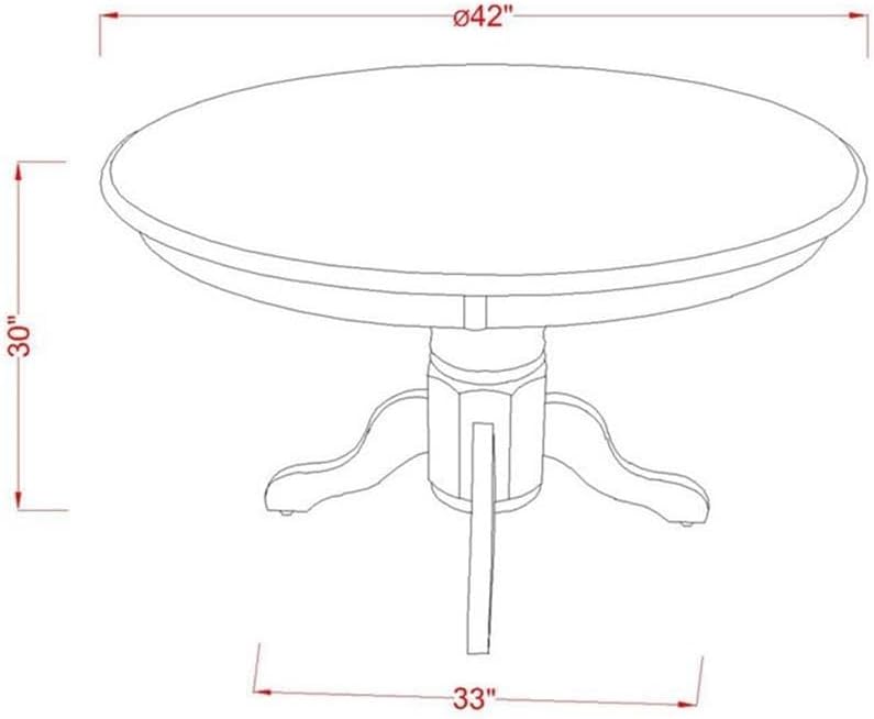 East West Furniture SHSI3-WHI-15 3 Piece Dining Room Table Set Contains a Round Wooden Table with Pedestal and 2 Baby Blue Linen Fabric Upholstered Chairs, 42x42 Inch, Linen White