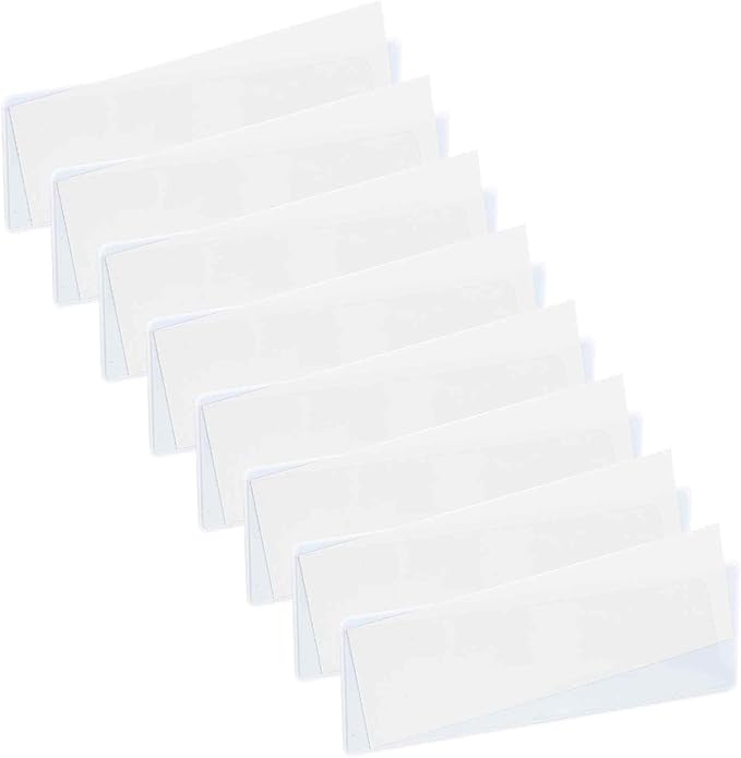 MECCANIXITY 8 Pcs Magnetic Label, 4.72" × 1.57" × 0.06" Magnetic Name Tags Label Sticker with Blank Paper Card for Shelf Labeling White Board Garage Home Warehouse