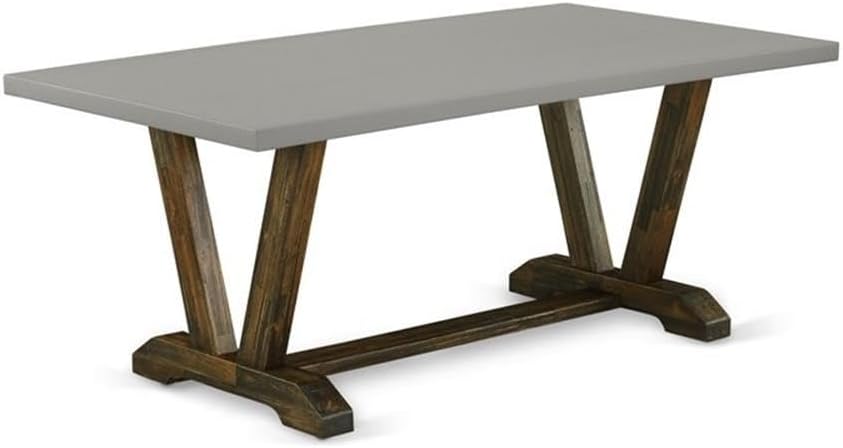 East West Furniture V797VE721-6 6 Piece Dinette Set Contains a Rectangle Dining Table with V-Legs and 4 Blue Color Linen Fabric Parson Chairs with a Bench, 40x72 Inch, Multi-Color