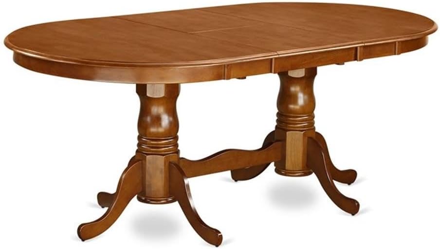 East West Furniture PLAV7-SBR-LC 7 Piece Dining Set Consist of an Oval Dining Table with Butterfly Leaf and 6 Faux Leather Kitchen Room Chairs, 42x78 Inch, Saddle Brown