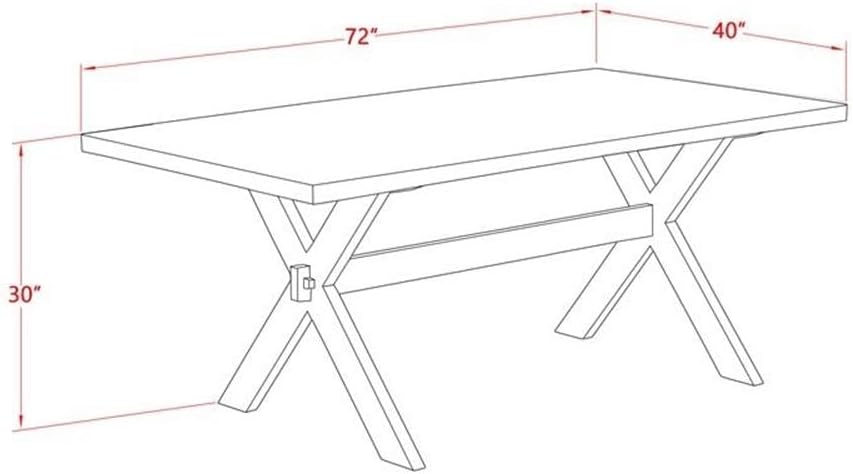 East West Furniture X097VE215-6 6 Piece Kitchen Table Set Contains a Rectangle Dining Table with X-Legs and 4 Baby Blue Linen Fabric Parson Chairs with a Bench, 40x72 Inch, Multi-Color