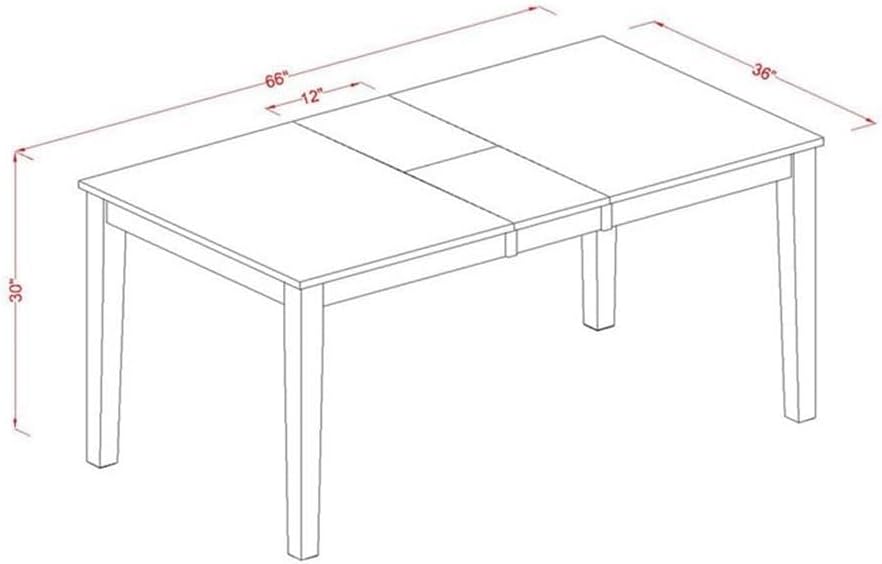 East West Furniture NIQU6-WHI-W 6 Piece Kitchen Table Set Contains a Rectangle Dining Table with Butterfly Leaf and 4 Dining Chairs with a Bench, 36x66 Inch, Buttermilk & Cherry