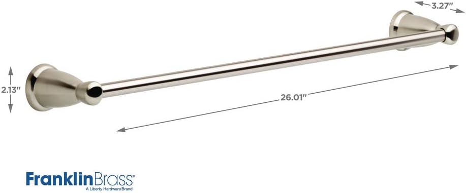 Franklin Brass Kinla 3-Piece Bathroom Set Satin Nickel 24" Towel Bar Rack, Toilet Paper Holder, Ring 3-Piece Hardware KIN3PC-SN