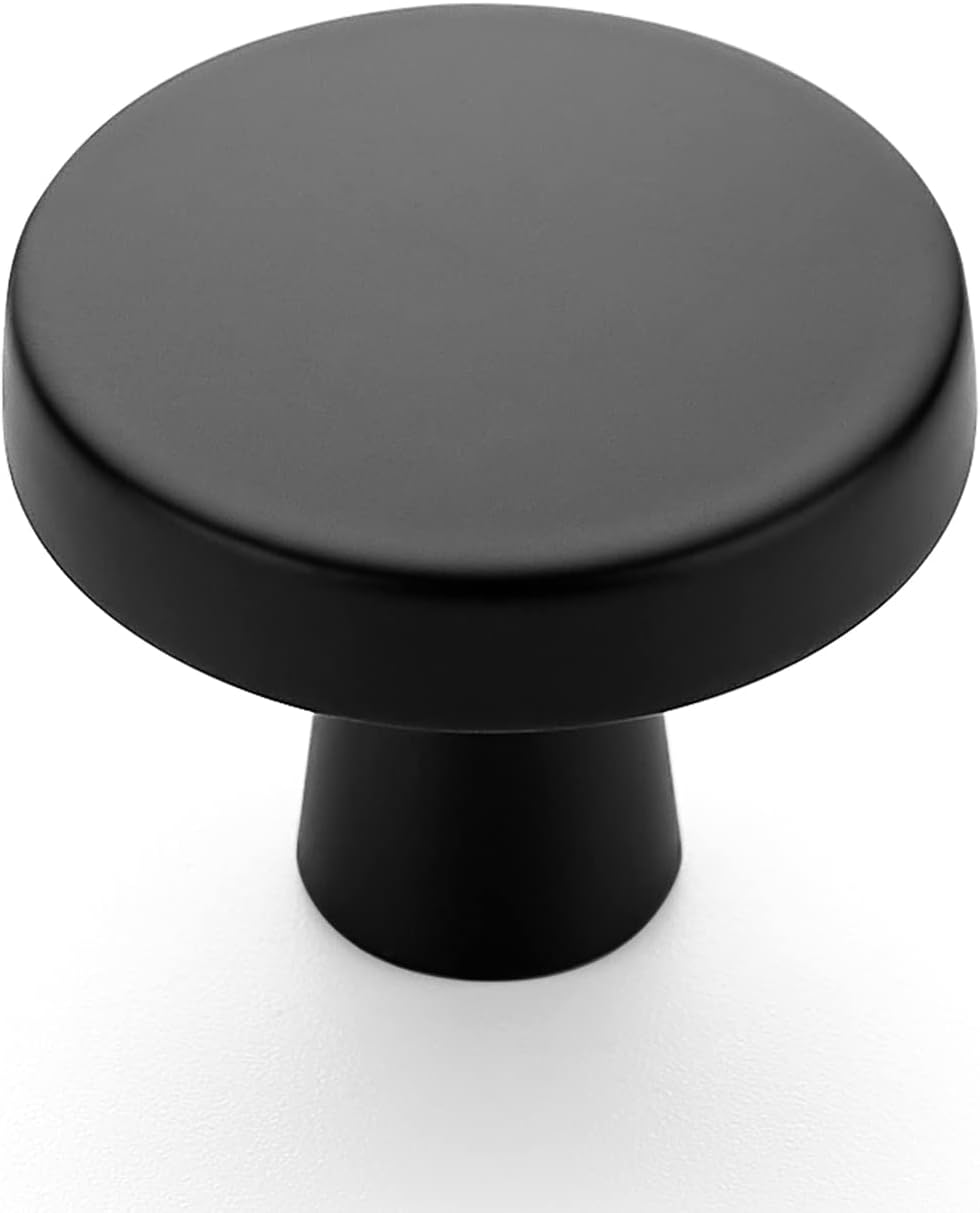 Ravinte 50 Pack 1-1/4 Inch Kitchen Cabinet Knobs Solid Round Dresser Drawer Knobs Matte Black Dresser Knobs Simple Cabinet Hardware for Cupboard Drawer Pulls