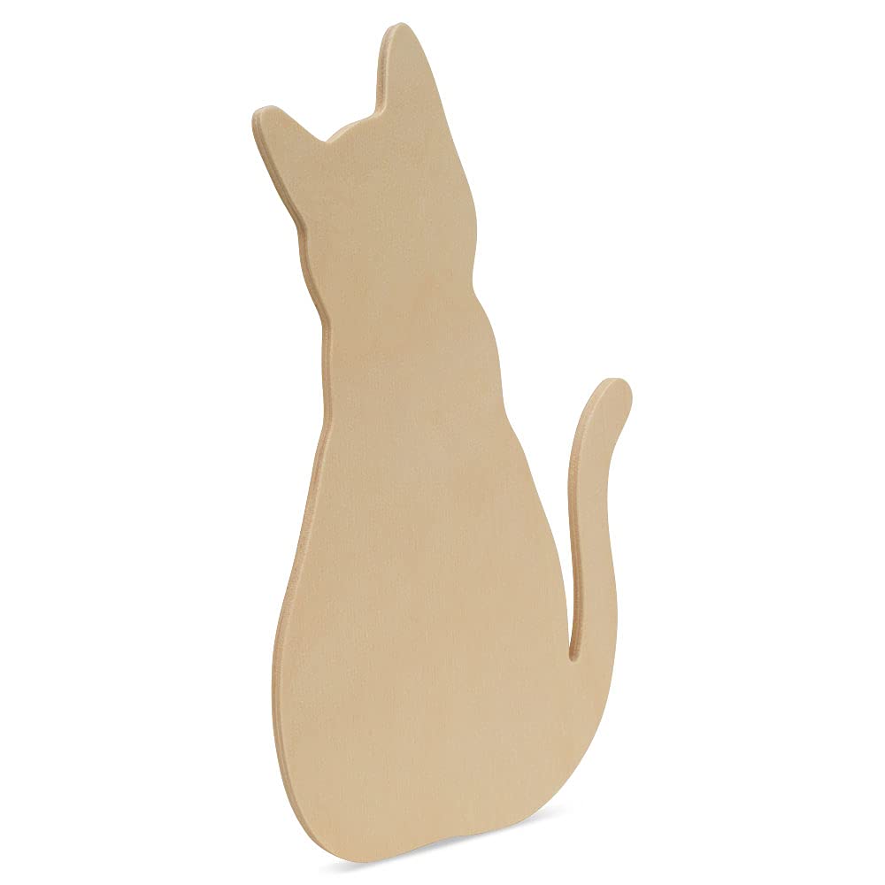 Wood Cat Cutout 8 x 4-4/5 Inch, Pack of 3 Unfinished Wooden Cutouts for Crafting, and DIY Cat and Halloween Décor, by Woodpeckers