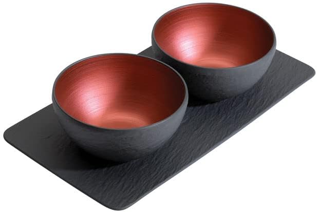 Villeroy & Boch Manufacture Rock Glow 3 Piece Condiment Set, Premium Porcelain, Made in Germany