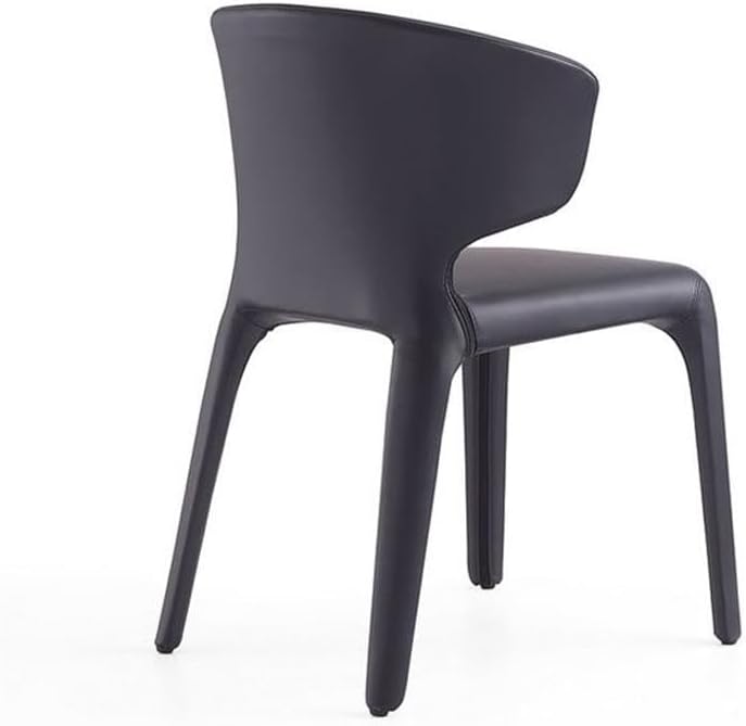 Manhattan Comfort Conrad Mid Century Modern Dining Chairs Woven Tweed Upholstered Kitchen Furniture with Contoured Back, Foam Padding & Metal Legs, Set of 2, Black