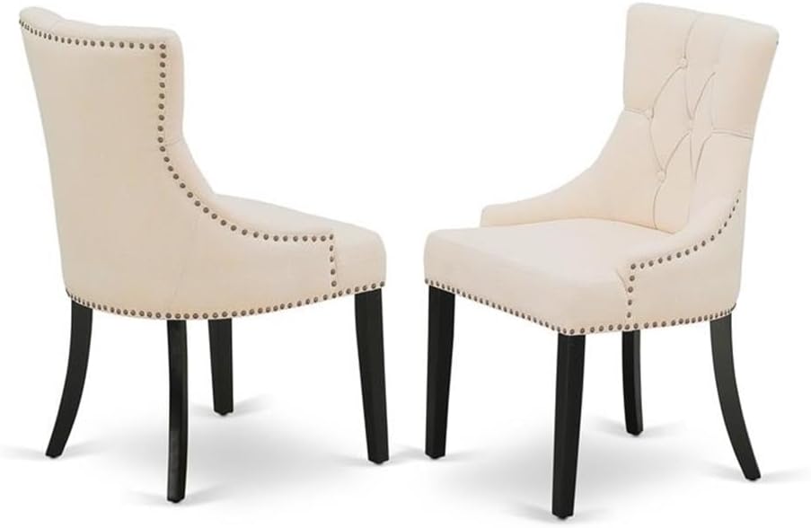 East West Furniture X697FR102-7 7 Piece Dinette Set Consist of a Rectangle Dining Room Table with X-Legs and 6 Light Beige Linen Fabric Parson Dining Chairs, 40x72 Inch, Multi-Color