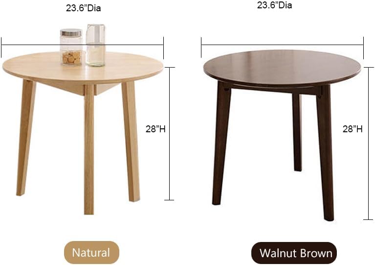 Simplicity Solid Wood Dining Table, Round for 2, 24 Inches Coffee Table, Wood Furniture for Small Space, Natural Wood
