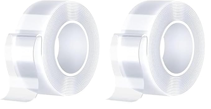 Double Sided Tape Heavy Duty (10FT) Mounting Tape Strong Adhesive Strips Sticky Nano Tape Multipurpose Removable Transparent Two Sided Poster Tape for Paste Items, Household (Pack of 2)