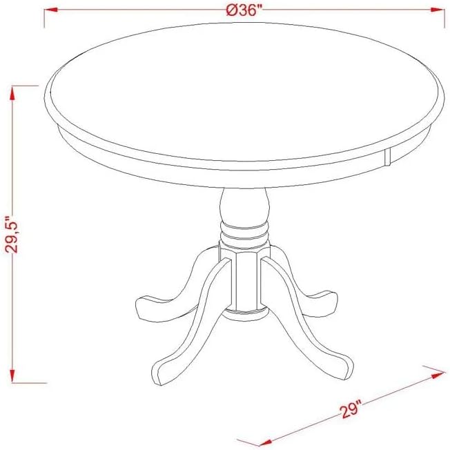 East West Furniture ANAV3-WHI-W 3 Piece Dinette Set for Small Spaces Contains a Round Dining Room Table with Pedestal and 2 Kitchen Dining Chairs, 36x36 Inch, Buttermilk & Cherry
