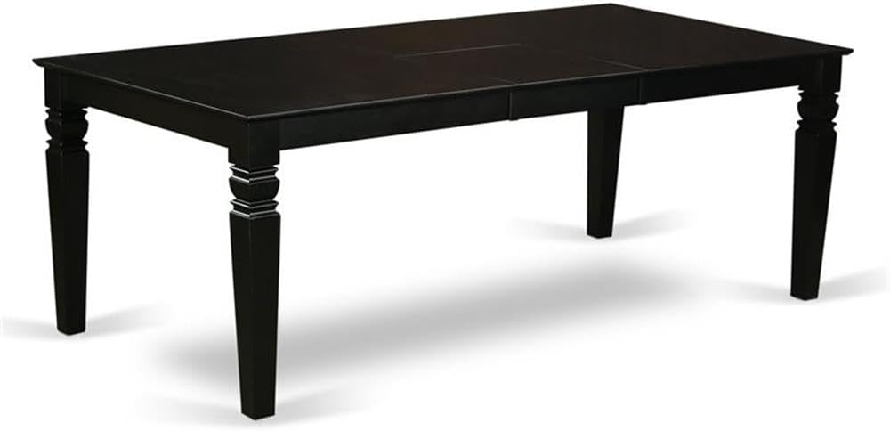East West Furniture LGAB5-BLK-06 5 Piece Modern Dining Table Set Includes a Rectangle Wooden Table with Butterfly Leaf and 4 Shitake Linen Fabric Parsons Chairs, 42x84 Inch, Black