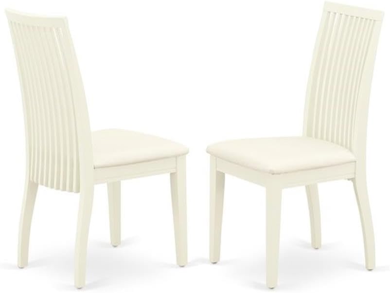East West Furniture LGIP9-LWH-C 9 Piece Dining Room Table Set Includes a Rectangle Kitchen Table with Butterfly Leaf and 8 Linen Fabric Upholstered Dining Chairs, 42x84 Inch, Linen White
