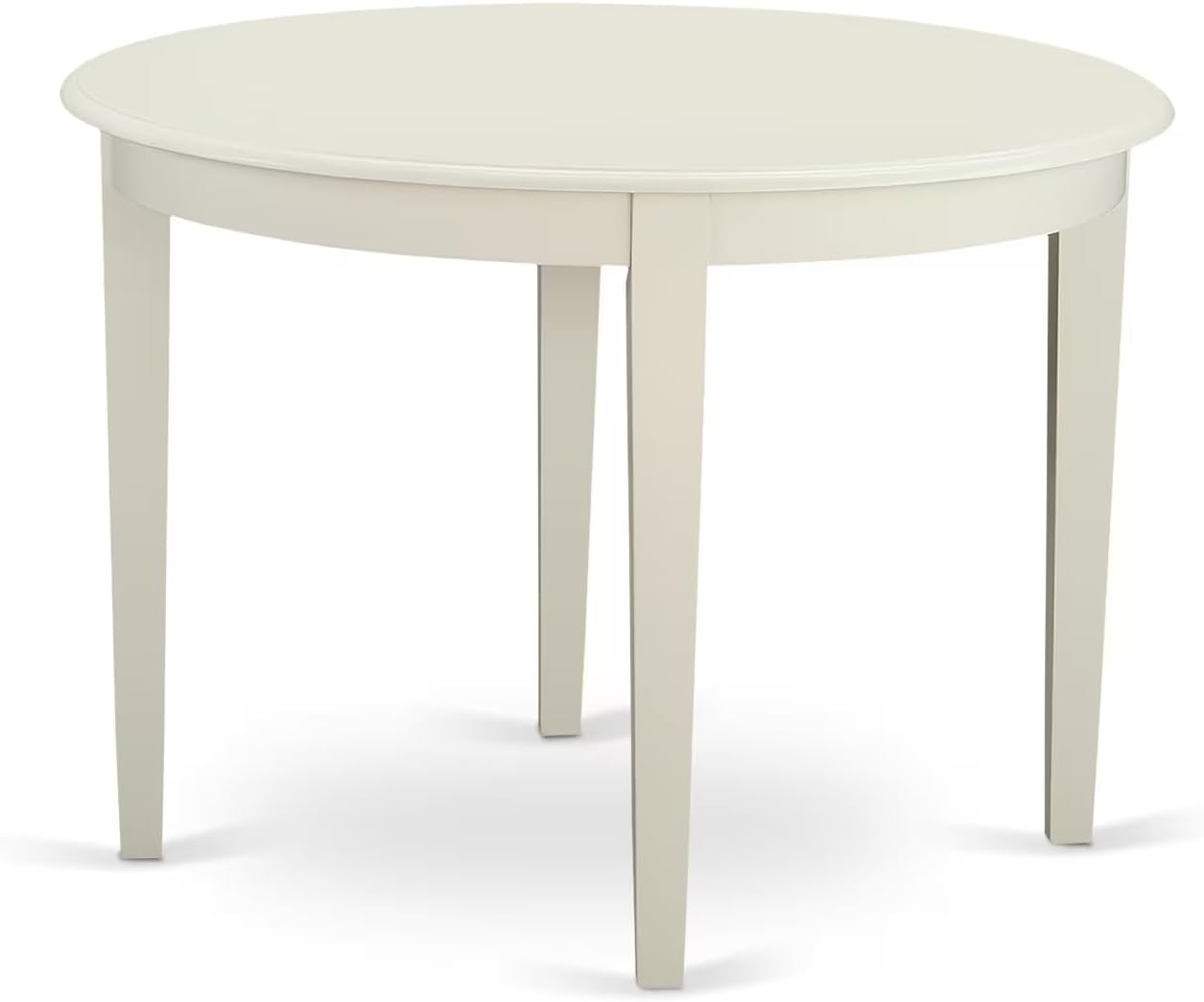 East West Furniture BOAD5-LWH-LC 5 Piece Dining Room Furniture Set Includes a Round Kitchen Table and 4 Faux Leather Upholstered Dining Chairs, 42x42 Inch, Linen White
