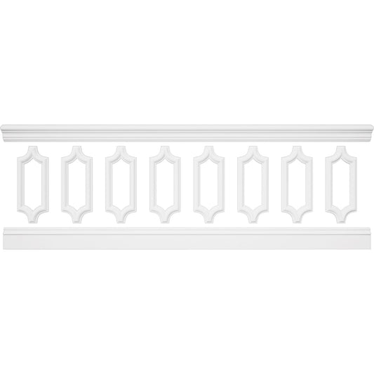 WPKUSC041P032 94 1/2"L (Adjustable 32"H to 36"H) Ashford Scalloped Panel Traditional Wainscot Paneling Kit
