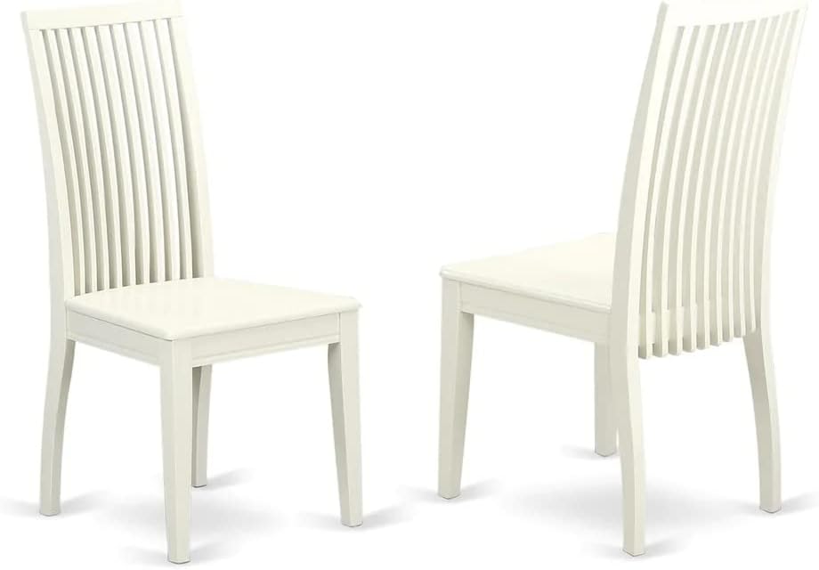 East West Furniture LGIP9-LWH-W 9 Piece Dining Table Set Includes a Rectangle Dining Room Table with Butterfly Leaf and 8 Wooden Seat Chairs, 42x84 Inch, Linen White