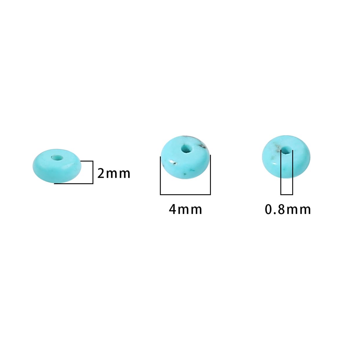 BEADIA Natural Blue Turquoise Disk Stone Beads 4x2mm 160pcs Rondelle Loose Semi Gemstone Beads for Jewelry Making Design