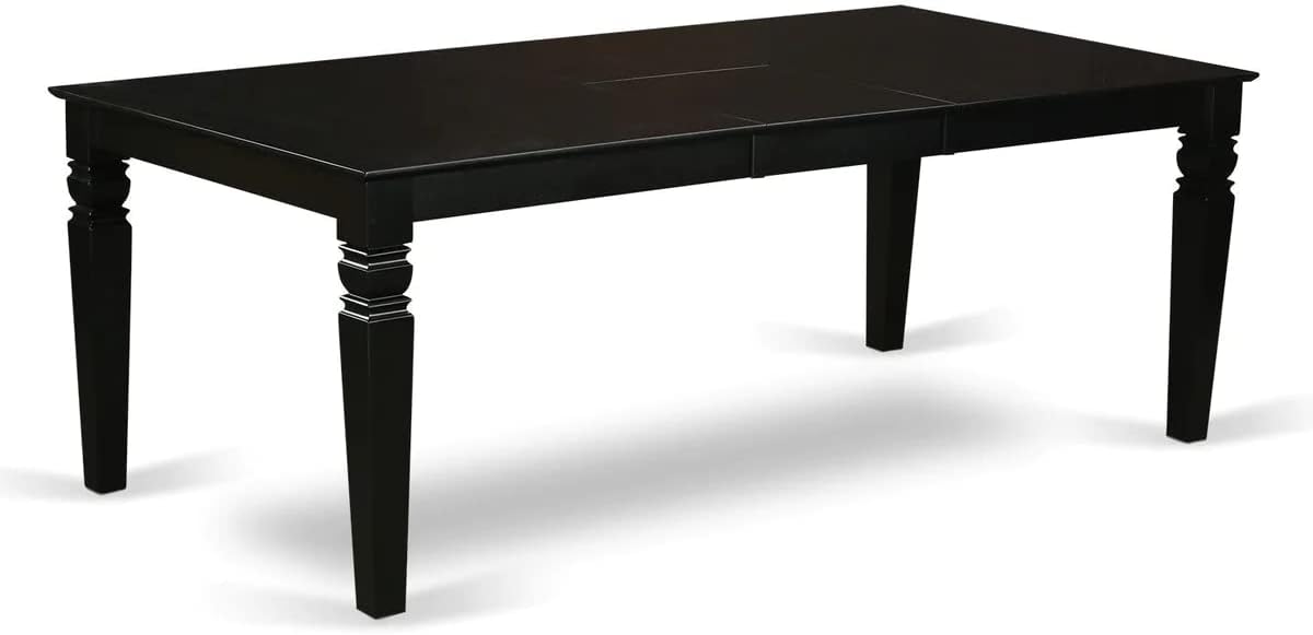 East West Furniture LGCE5-BLK-21 5 Piece Dining Table Set for 4 Includes a Rectangle Kitchen Table with Butterfly Leaf and 4 Mineral Blue Linen Fabric Parson Chairs, 42x84 Inch, Black