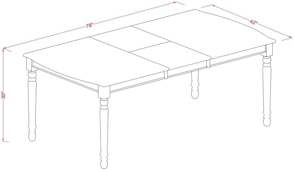 East West Furniture DOVE7-BCH-W 7 Piece Modern Dining Table Set Consist of a Rectangle Wooden Table with Butterfly Leaf and 6 Dining Room Chairs, 42x78 Inch, Black & Cherry