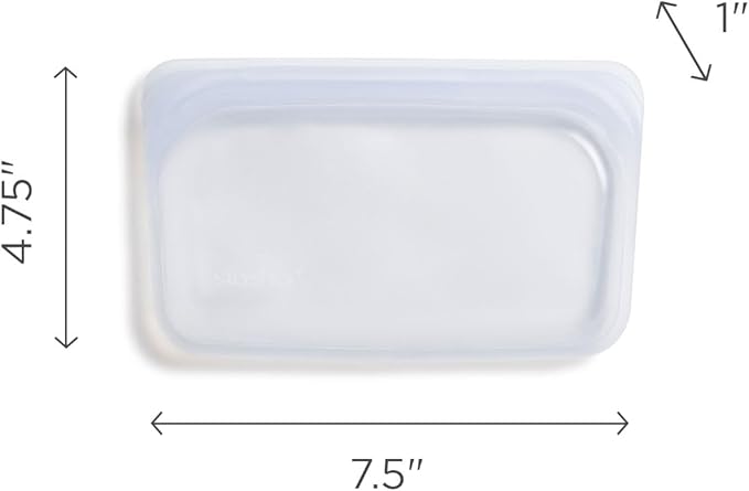 Stasher Silicone Reusable Storage Bag, Freezer Bag, Reusable Snack Bags, Microwave, Dishwasher, Oven Safe, Sous Vide, Premium Lunch Container, Eco Friendly, Food Storage Bag, 12 oz, Clear