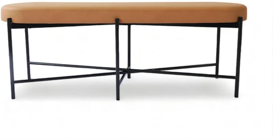 54” upholstered Vegan Leather Accent Ottoman Bench for entryway, Living Rooms, lounges, bedrooms-Brown