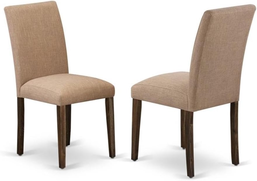 East West Furniture X777AB747-5 5 Piece Dining Table Set for 4 Includes a Rectangle Kitchen Table with X-Legs and 4 Light Sable Linen Fabric Parsons Dining Chairs, 40x72 Inch, Multi-Color