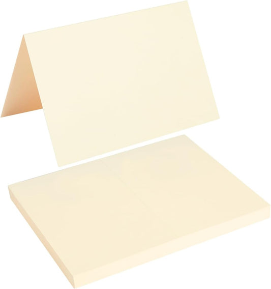 50 Pack Blank Cards Folded Cardstock Thank You Blank Greeting Cards for Invitations, Wedding, Greeting Cards, All Occasion DIY, 4x6 Folded Cards Cream