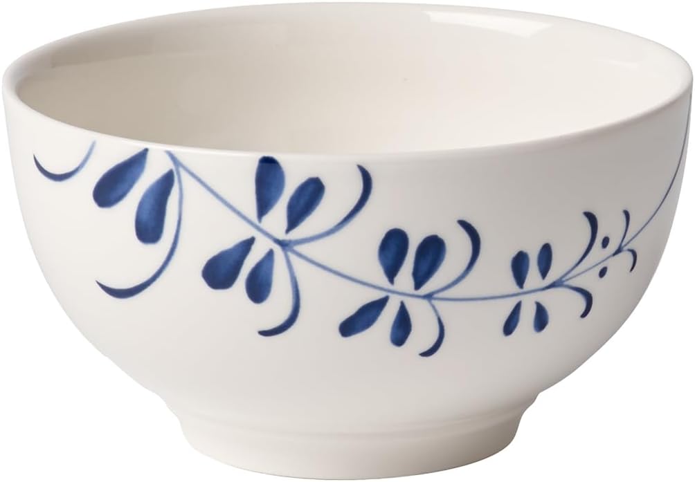 Villeroy & Boch Old Luxembourg Brindille Rice Bowl, 25 oz, Premium Porcelain, White/Blue