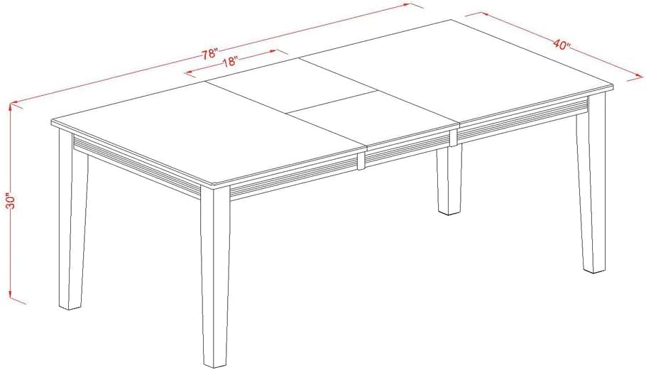 East West Furniture QUDA7-BCH-W 7 Piece Dining Table Set Consist of a Rectangle Dining Room Table with Butterfly Leaf and 6 Wood Seat Chairs, 40x78 Inch, Black & Cherry