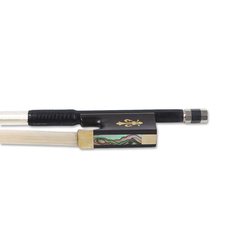 Yinfente Violin Bow 4/4 Carbon Fiber Ebony Frog With Fleur De Lis Inlay,Mongolian Horse Hair,Stick&Well Balance 4/4 Violin Bow F