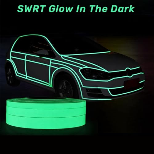 SWRT Glow in The Dark Tape 33FT x 1Inch, Long-Lasting Bright Fluorescent Glow Tape for Christmas Decor, Strong Adhesive Waterproof Glow in The Dark Stickers for Night Decorations, Stairs,Exit Sign