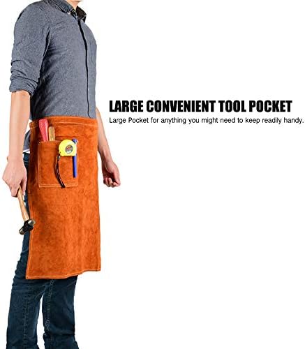 QeeLink Welding Waist Apron with Pocket 24" X 25" Leather Wasit Tools Half Aprons for Men and Women