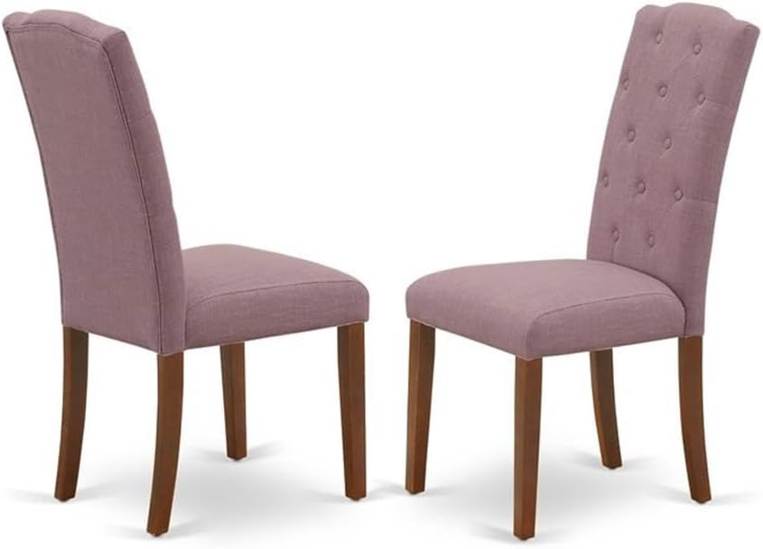 East West Furniture DOCE5-MAH-10 5 Piece Kitchen Table Set for 4 Includes a Rectangle Dining Room Table with Butterfly Leaf and 4 Dahlia Linen Fabric Parsons Chairs, 42x78 Inch, Mahogany