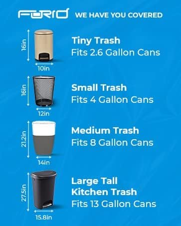 FORID Clear Small Trash Bags, 4 Gallon Garbage Bags, Wastebasket Bin Liners 220 Count Plastic Trash Bags for Bathroom Bedroom Office Garbage Can 15 Liters - Durable & Thick Trash Bag