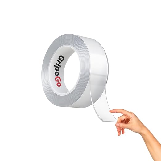 Nano Double-Sided Tape - Heavy-Duty Clear Mounting Tape, Removable & Reusable Gel Adhesive - Washable, Multipurpose Wall Tape for Poster Hanging, Rug Grip, DIY, Home & Office Use