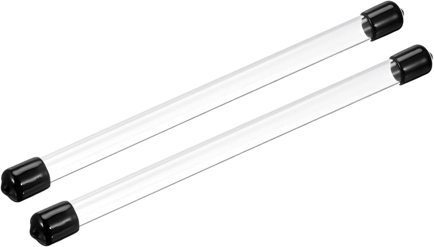 PATIKIL Clear Rigid Tube Round Plastic Tubing with Black Rubber Caps Polycarbonate Water Pipe, 305mm/ 12 Inch Length, 9mmx10mm/0.35"x0.4", 2 Set