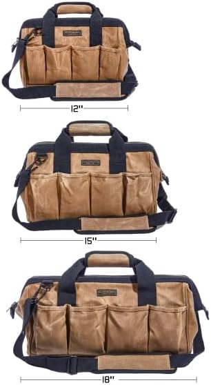 Readywares Tool Bag, Heavy Duty Waxed Canvas Bag for Gear, Tools, Supplies and Equipment (18", Tan)