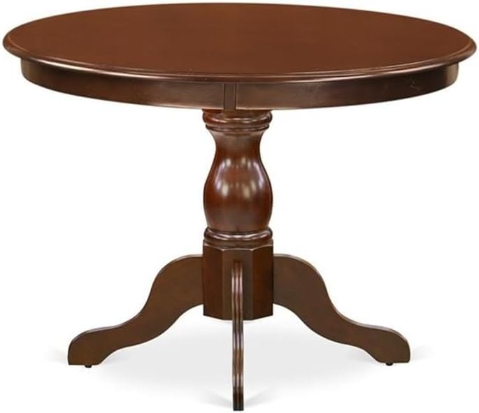 East West Furniture HLDL3-MAH-W 3 Piece Kitchen Table Set for Small Spaces Contains a Round Dining Room Table with Pedestal and 2 Solid Wood Seat Chairs, 42x42 Inch, Mahogany