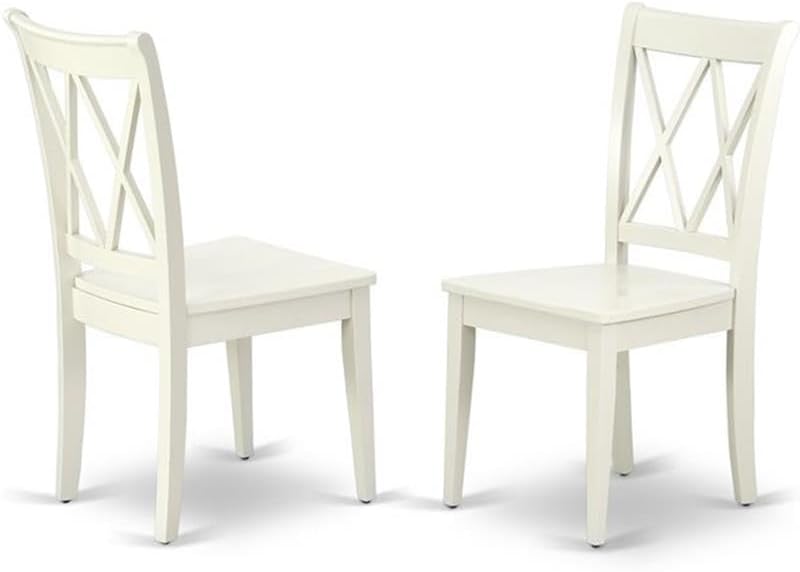 East West Furniture DOCL7-LWH-W 7 Piece Modern Dining Table Set Consist of a Rectangle Wooden Table with Butterfly Leaf and 6 Kitchen Dining Chairs, 42x78 Inch, Linen White
