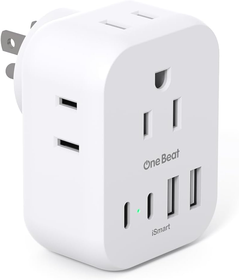 Travel Cruise Ship Essentials, Travel Plug Adapter with 4 Outlets 4 USB (4 USB-C), Cruise Approved Power Strip Non Surge Protector, Multi Plug Wall Outlet Extender, Travel Cruise Must Have Accessories