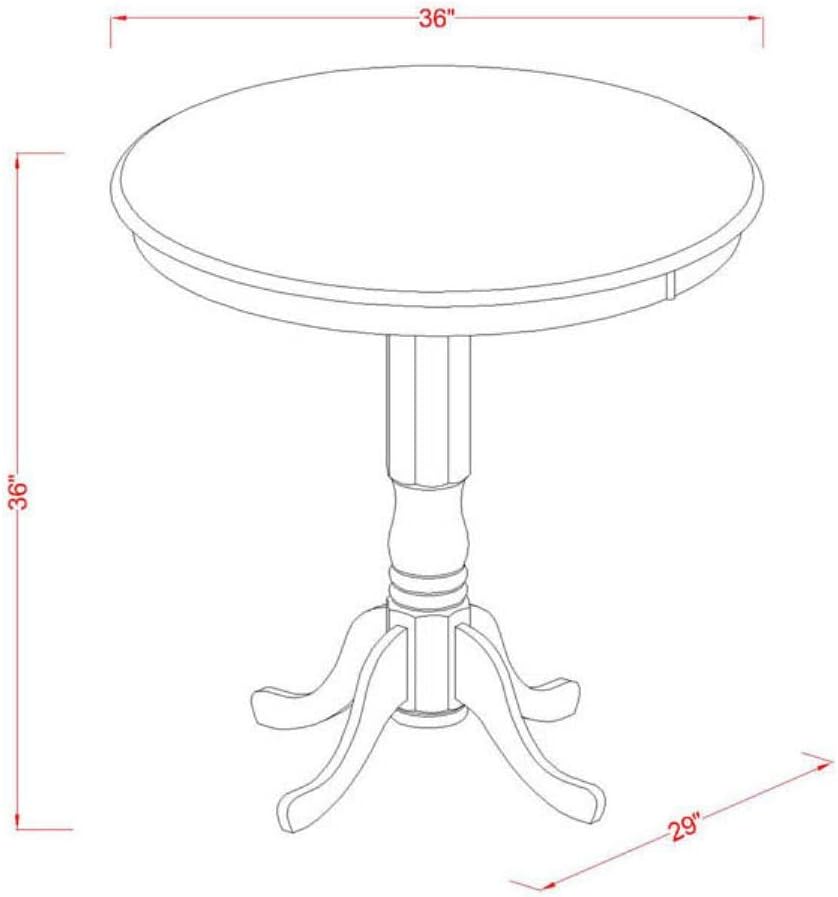 East West Furniture JAKE5-WHI-W 5 Piece Kitchen Counter Height Dining Table Set Includes a Round Wooden Table with Pedestal and 4 Dining Chairs, 36x36 Inch, Buttermilk & Cherry