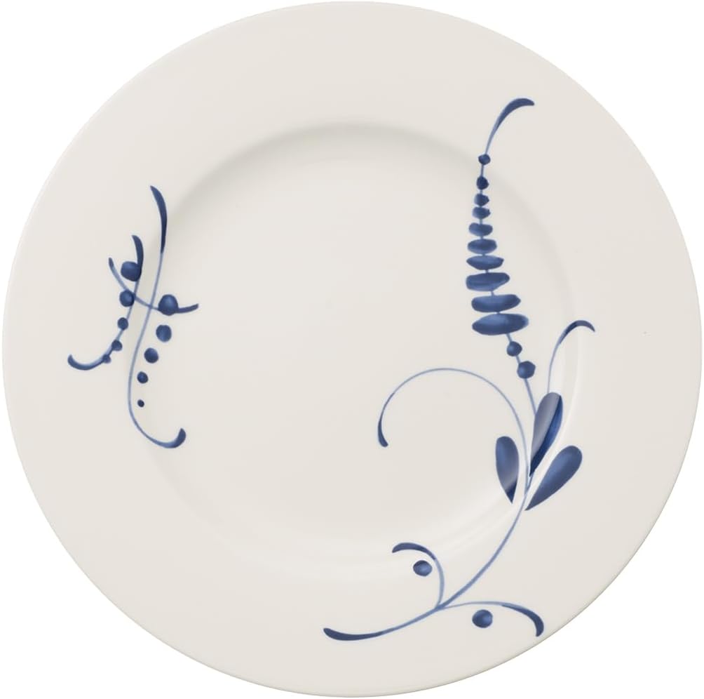 Villeroy & Boch Old Luxembourg Brindille Dinner Plate, 10.5 in, Premium Porcelain, White/Blue