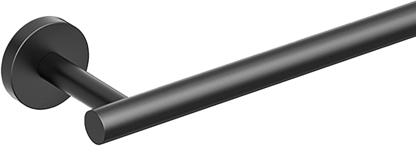 FORIOUS Black Towel Bar for Bathroom Wall, 24 Inch Stainless Steel Towel Racks for Bathroom, Includes Wall Mounting Hardware (Matte Black,Total Length 26-Inch)