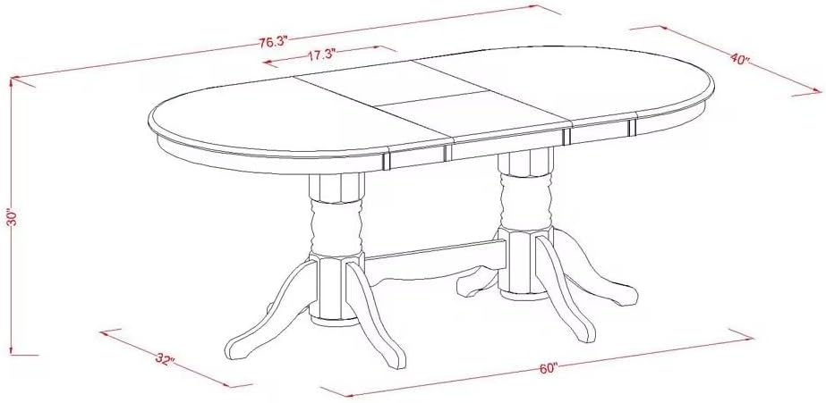 East West Furniture VAAB7-LWH-64 7 Piece Dinette Set Consist of an Oval Dining Room Table with Butterfly Leaf and 6 White Faux Leather Upholstered Chairs, 40x76 Inch, Linen White