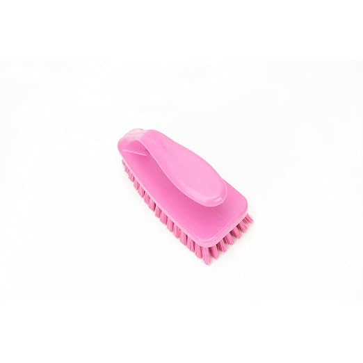 SPARTA Scrub Brush with Iron Shaped Handle and Stiff Bristles, Heavy Duty Scrubber Brush for Kitchen, Bathroom, Shower, Tile, Sink, Carpet and Bakepans, Polypropylene, 6 Inches, Pink